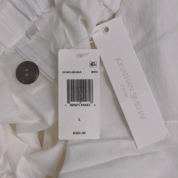 Jonathan Simkhai Swim Serenity Wide Leg Jumpsuit Open Back Pockets White L New - Picture 10 of 14